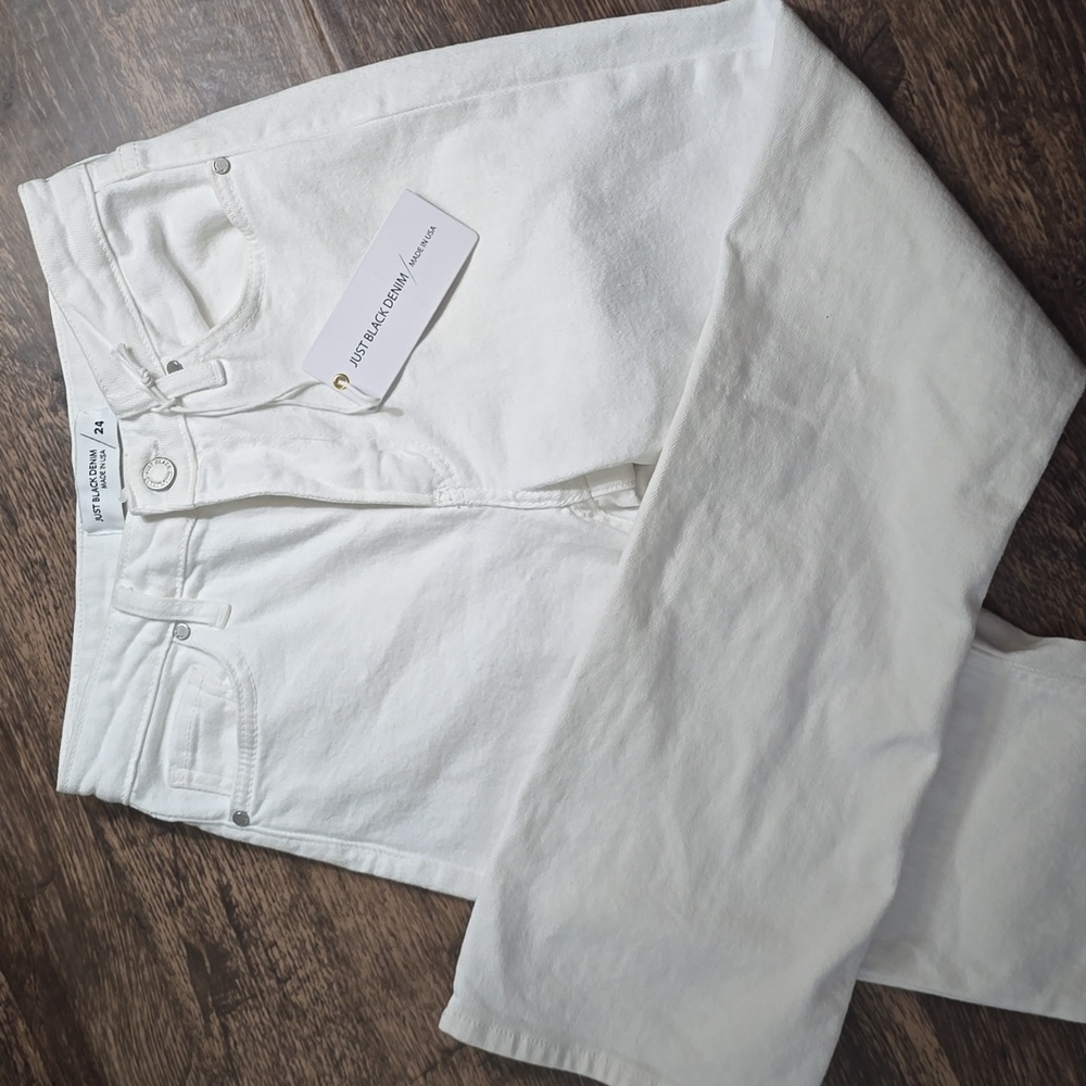JUST BLACK DENIM White High-Rise Women’s Jeans Sz 24 Made In USA New